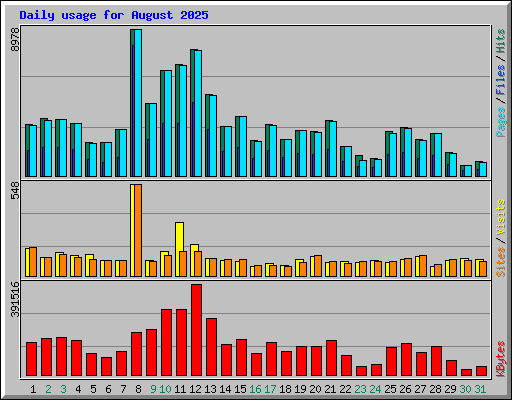 Daily usage for August 2025