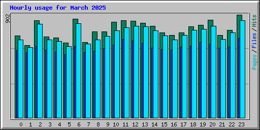 Hourly usage for March 2025
